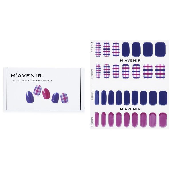 Mavenir Nail Sticker (Patterned) - # Gingham Check With Purple Nail  32pcs Online Sale