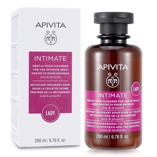 Apivita Intimate Gentle Foam Cleanser For The Intimate Area Protects From Dryness with Aloe & Propolis (Exp. Date: 07 2023)  200ml 6.8oz Hot on Sale